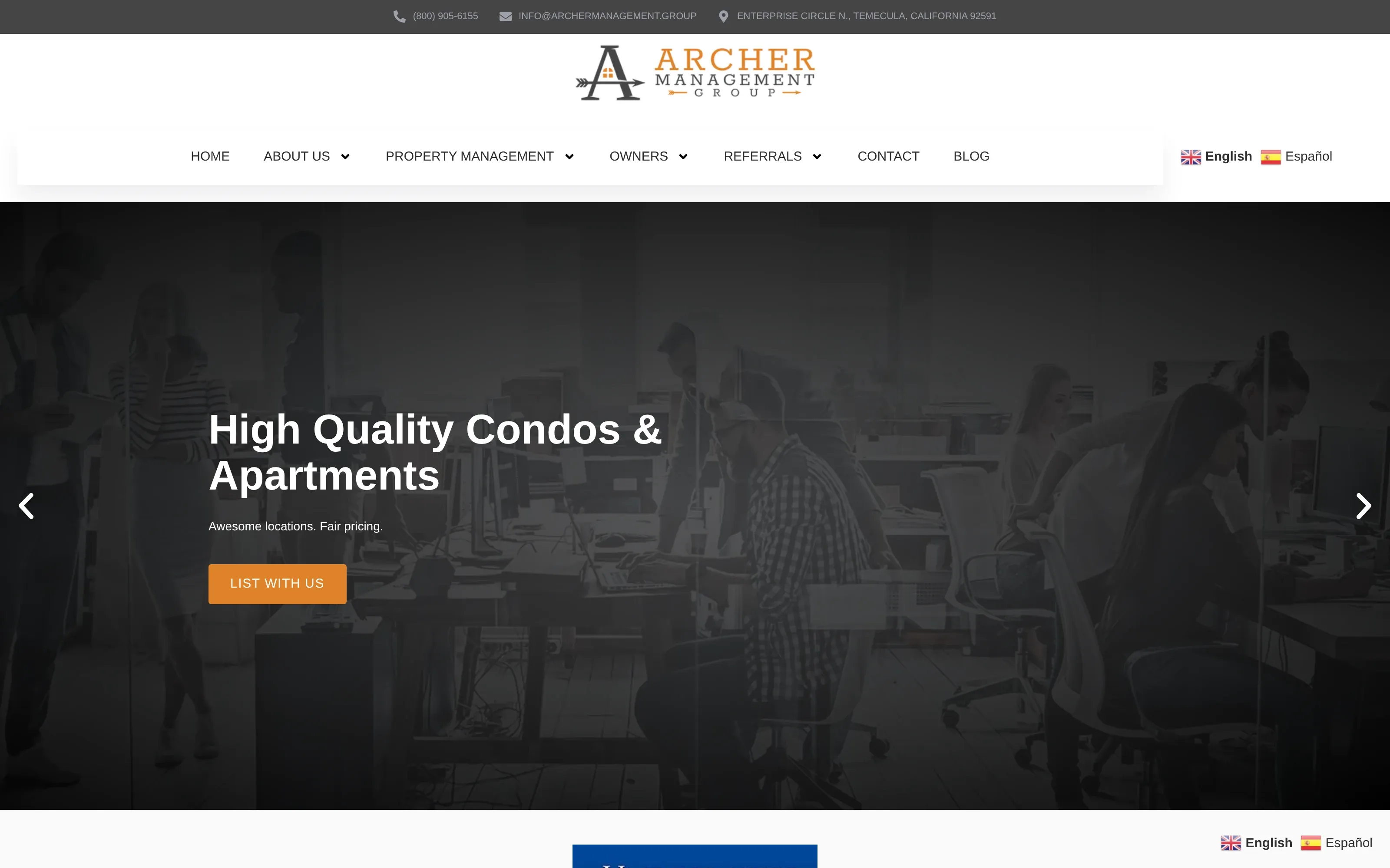 Archer Property Management website screenshot