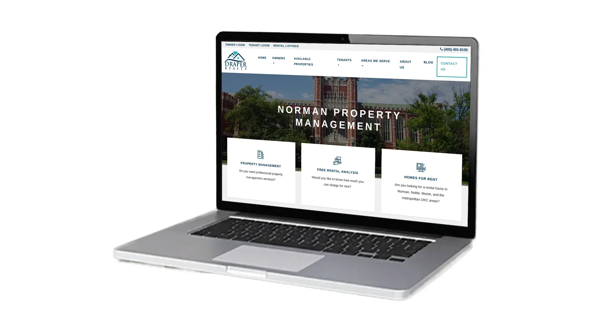 Draper Realty and Construction website screenshot on laptop