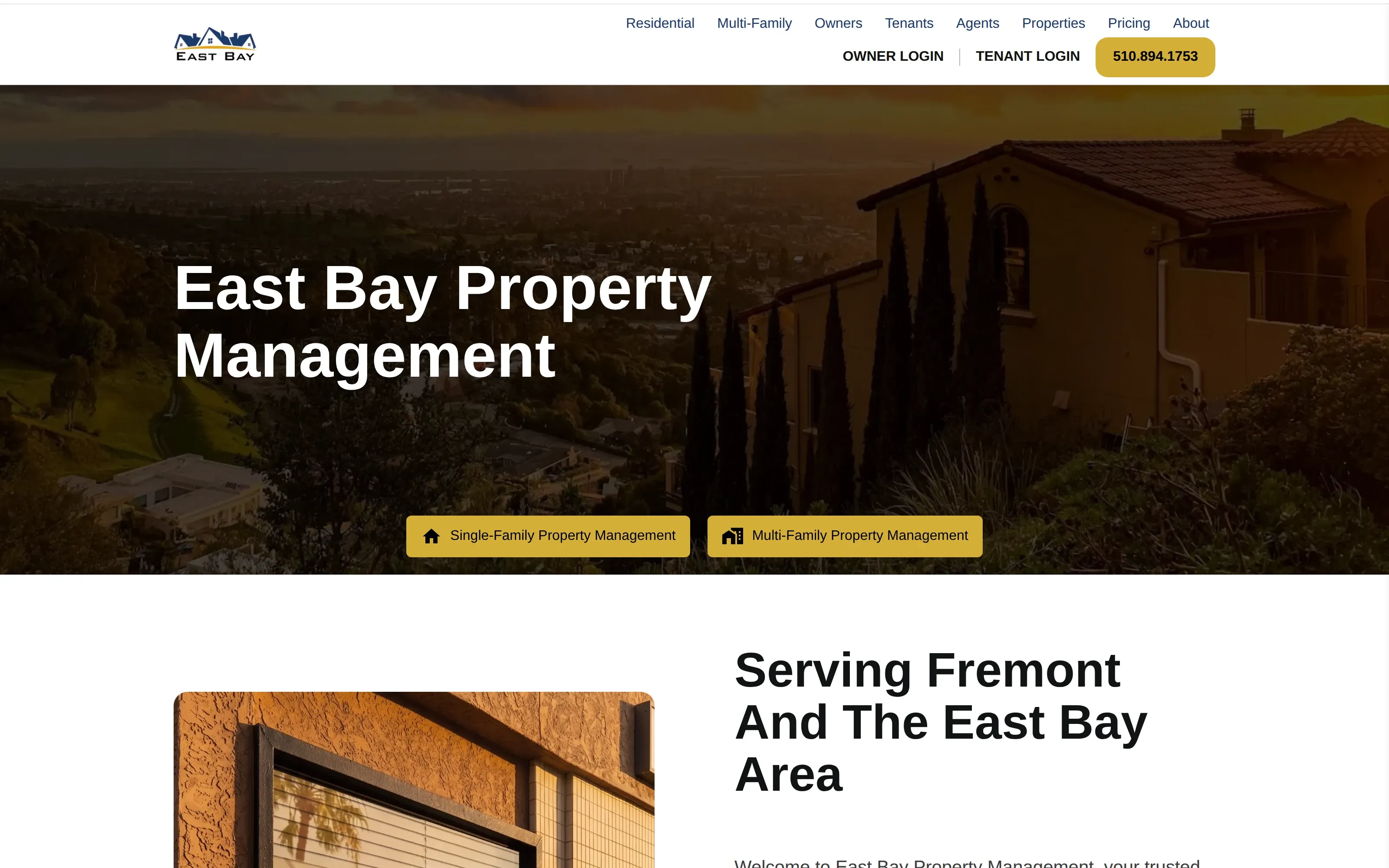 East Bay Property Management website screenshot