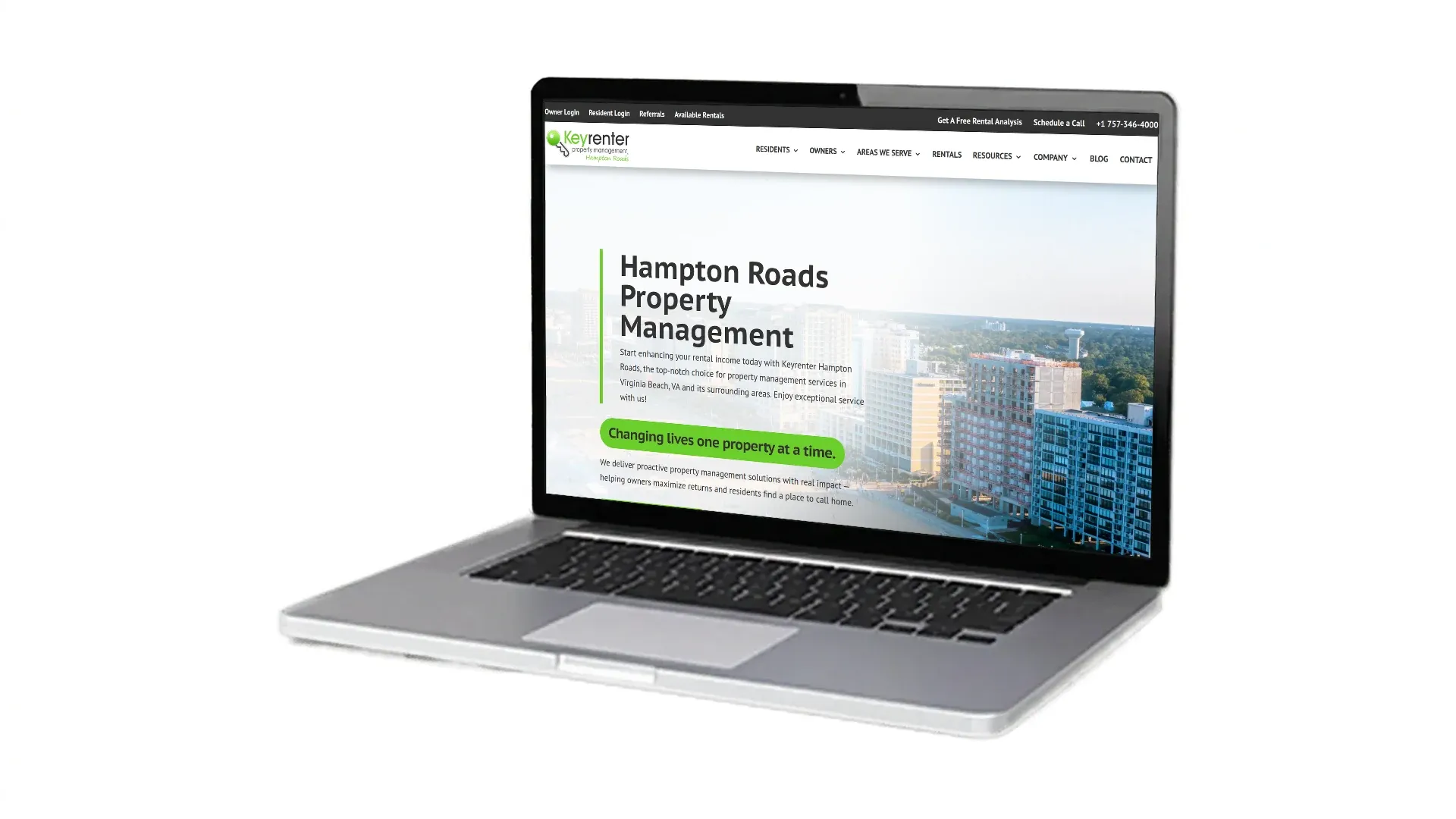 Keyrenter Hampton Roads website screenshot on laptop