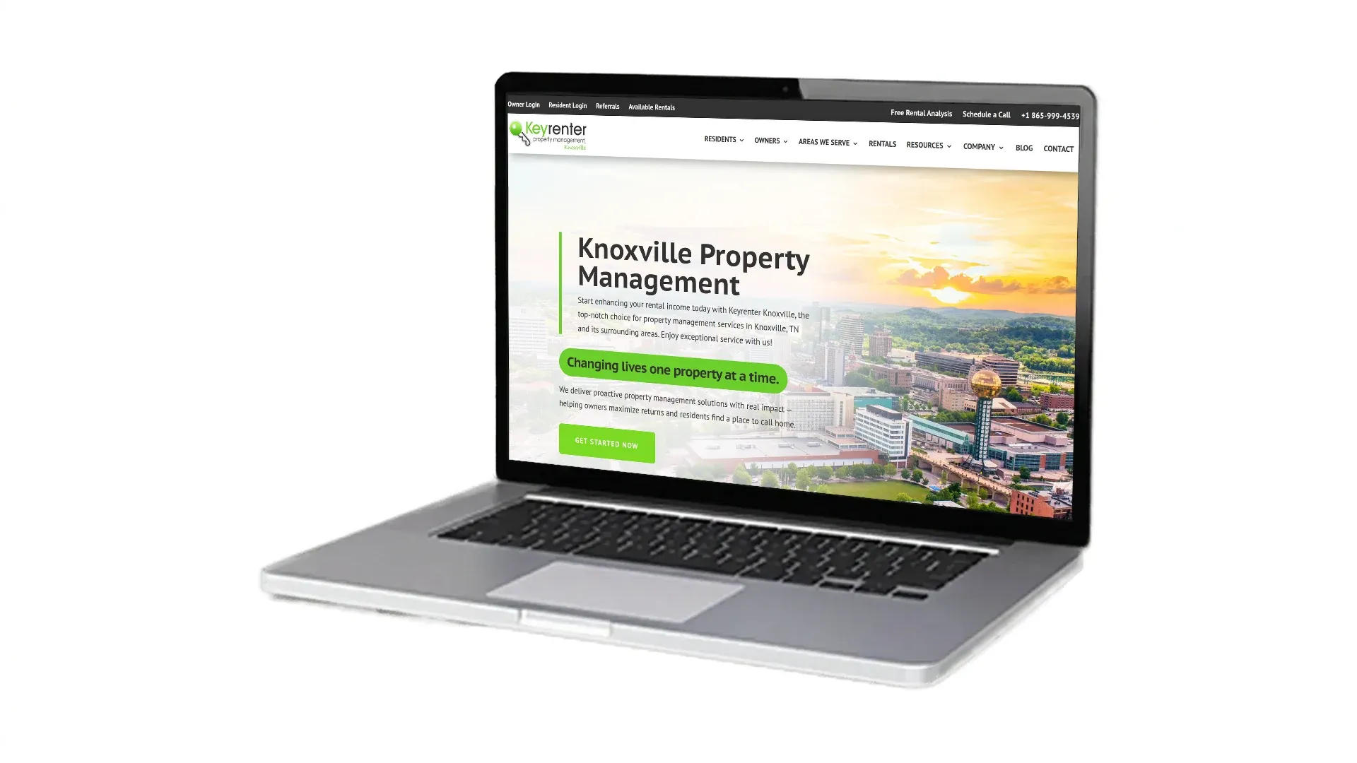 Keyrenter Knoxville website screenshot on laptop