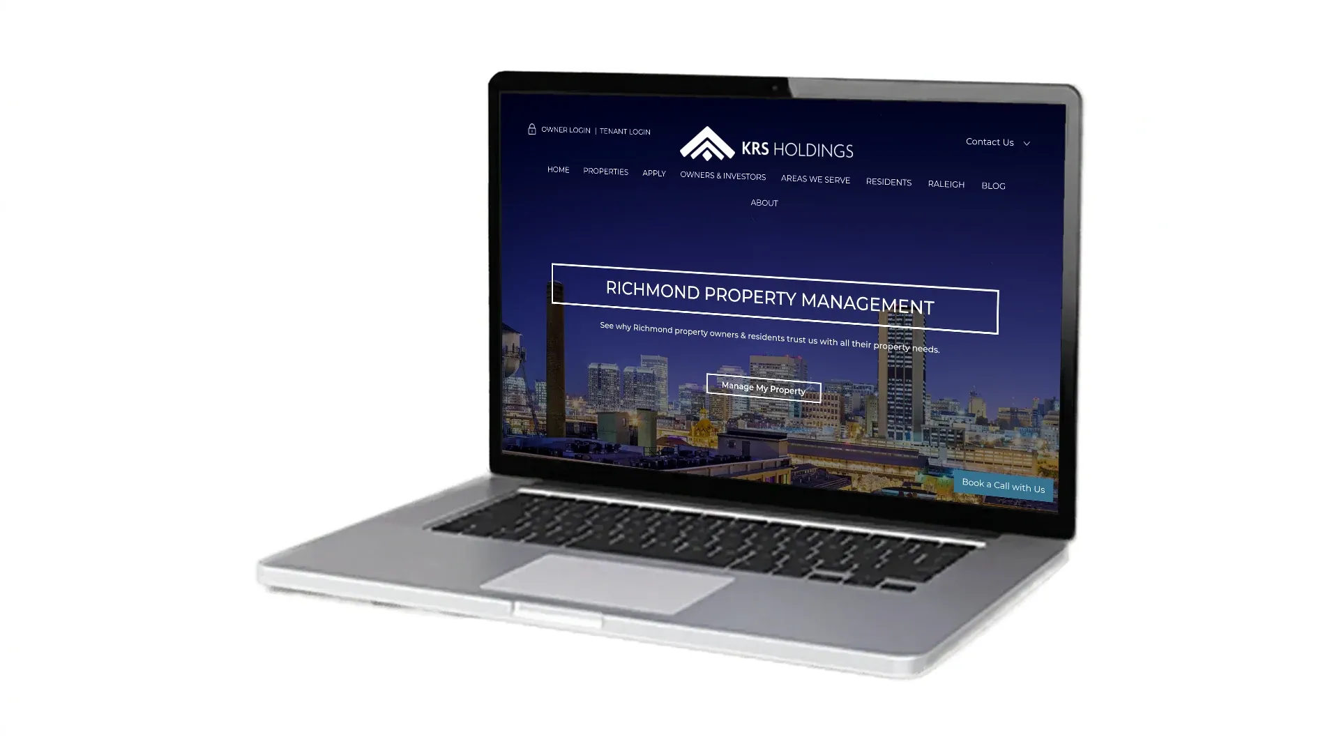 Dawson Property Management website screenshot on laptop