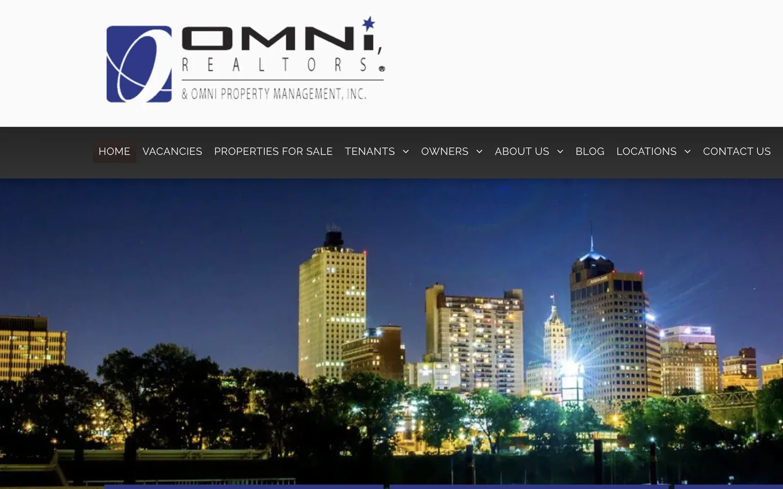 Omni Realty website homepage showing Dallas/Fort Worth property management services