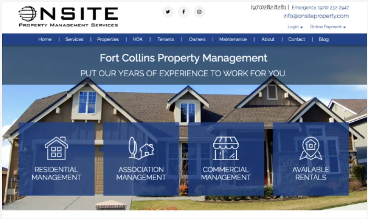 Onsite Property Management Services website screenshot