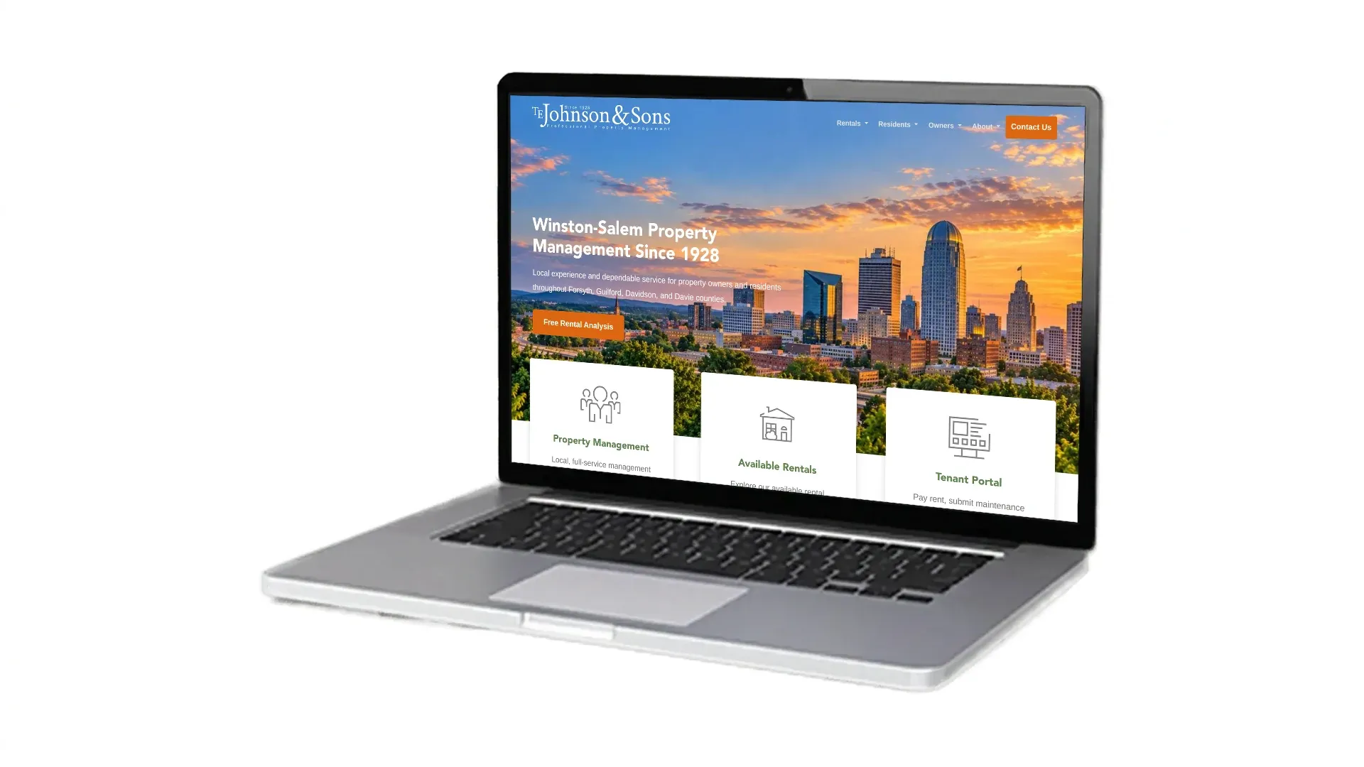 McCaw Property Management website screenshot on laptop